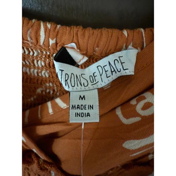 Patrons of Peace Rust Print Smocked Jumpsuit Sz M NWT — Casual Boho - Picture 3 of 4